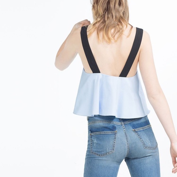 Zara Blue black straps cropped top - Picture 2 of 6